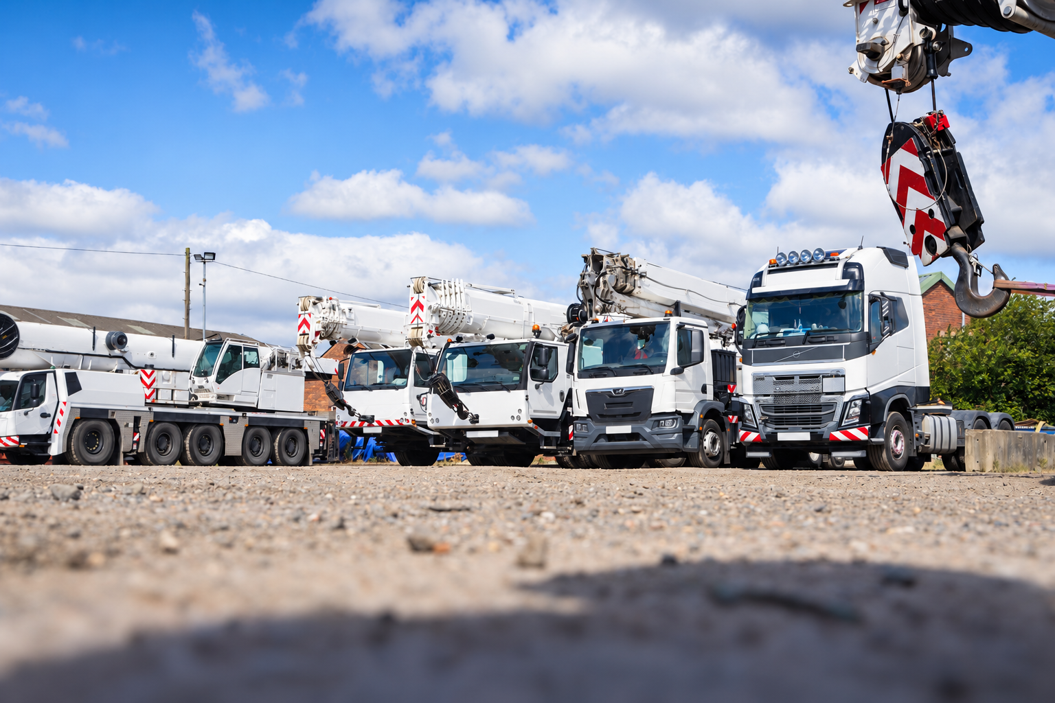 Unbranded Crane Fleet in Industrial Yard